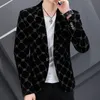 Corduroy Suit for Men Young Slim Small Suit Formal Single West Jacket Outside Spring and Autumn Comfortable Formal Coat Men 240408