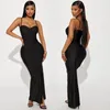 Casual Dresses Autumn Sexy Strap Split Evening Dress Women Fashion Nightclub Style Solid Long Party