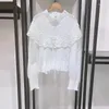 Women's Blouses Women 2024 Spring And Summer Style Lace Floral Embroidered Hollow Retro Shawl Top