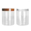 Storage Bottles 89Dia.600ml Skincare Pots Empty Plastic PET Cosmetic Jars Brown Aluminum Black White Lid Refillable Bottle Makeup Continers