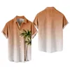 Chemises décontractées pour hommes Gradient Hawaiian Beach Coconut Tree 3d Print Streetwear Men Femmes Fashion Couche de chemise à manches courtes Homme Vêtements