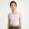 Lu Yoga Underwear Designer Women Top Quality Luxury Fashion Strands Sports Bra Chest Pads裸のフロントジッパーショックプルーフランニングフィットネスタンク