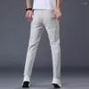 Pantalones para hombres Colors 7 clásico de color sólido verano delgado de negocios casual de moda estirado algodón de algodón delgado pantalones machos