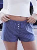 여자 반바지 여자 캐주얼 슬림 한 핏 탄성 허리 꽃의 짧은 바지 장식 버튼이있는 여름에 대한 땀받이 S-XL