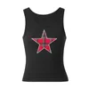 Women's Tanks Camis Xingqing y2k Crop Top Summer Women Fairy Grunge Plaid Star Patchwork Print Slveless T Shirts Casual U Neck T Strtwear Y240420