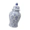 Storage Bottles Blue White Porcelain Ginger Jar Glazed Temple Plants Holder Home Decor Versatile Decorative Ceramic Flower Vase Desktop