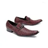 Dress Shoes Italiaanse mannen Leather Red Trouwfeest Puntige teen Flats Classic Formele Sapato Social Size 47 Loafers