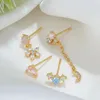 Studörhängen Migga 4st Romantic Small Flower Star Moon Set Gold Color Women Zircon Crystal Jewelry