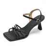 Sandalet Tuling Haziran 2024 Yaz Soild Renk Kesin Açık Ayak Toka Kayışı Dar Bant Yüksek İnce Topuk Ayakkabı Kadın KY-KK0180