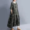 Sıradan Elbiseler Büyük boy vintage yaz elbisesi 2024 Modaya uygun grafik ekose bayanlar kadınlar için uzun çiçek boho gevşek vestidos