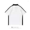 Polos para hombres Summer American Contrast color motocicleta Raglan Manga media cremallera camisa de polo corto de moda