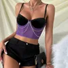 Tanks pour femmes Camis Vemina Décoration de chaîne de mode Mesh creuse S à travers Strt Crop Topy2k rétro Slim Halter Vestsexy Vneck Fishbone Corset Y240420