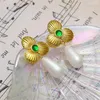 Stud-oorbellen Elegante klaver Pearl High-Grade Sense Vintage Temperament Light Luxe overdreven retro-studs