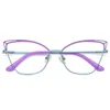 Gmei Design Luz azul Blocking Womens Cat Eye Metal Metal Frame Feminino Anti Radiação Proteção de óculos Frames 3038 240418