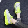 Fitnessskor kvinnor plattform sneakers lady varumärke kilar vulkanisera mesh vit chunky mode kristall blommig avslappnad