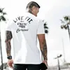 Camisetas masculinas de verão novo ginásio esportivo t-shirt fitness masculino algodão algodão curto slived de tamanho grande pescoço t moda unissex tops casuais y240420