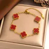High Version VanCleff Lucky Clover Fashion Light Luxury Armband Dubbelsidig Fritillaria Clover Simple Ins Five Flower Fritillaria Armband