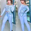Designer denim Two Piece Set Tracksuits Women Jeans Suits Short Sleeve Top and Pants Female Two 2 Piece Casual Blue Denim Outfits Matching Set Size S-2XL