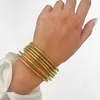 Chain Perisbox Trendy Retro Multilayer Solid Gold Plated Armband For Women Punk Hip-Hop Justerbar öppnings Bangle Fashion Jewelry Y240420