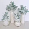 Decorative Flowers 16Pcs Artificial Flocked Lambs Ear Leaves Stems Faux Lamb's Branches Picks Greenery Sprays For Vase Bouquet Wreath