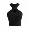 Chars pour femmes camis xingqing halter top y2k vêtements d'été femme style simple couleur solide chars backless tshirt ringbed 2000s strtwear y240420