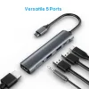 HUBS USB C HUB Typ C till HDMI 4K PD 60W USB3.0 USB2.0 3,5 mm Jack Audio Adapter för iPad Pro 2021 MacBook Air Pro M1 M2 USB C Splitter