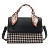 Bag Women Shoulder Messenger Female Bags Checked Silk Scarf Handbags Small Square Sac Shopper