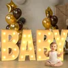 Marquee Light Up Letters DIY Nom Balon Boîte de remplissage Grands lettres d'éclairage pour baby shower anniversaire de salle de désherbage décor 240419