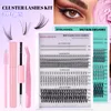 Thick Natural Cluster Lashes Kit 404 Pcs DIY Segmented Eyelashes Extension Soft Light Bottom Lash Handmade Reusable Individual Eyelashes