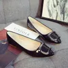 Casual Shoes Small Size 31-43 Fashion Woman Metal Buckle Flats Female Mocasines Leather Mom Ballet Lady Blue Wine Red Prom
