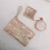 Kosmetikbeutel Retro rosa Blumendrucktasche für Frauen Damen kleine Kupplungsbeutel Reisebereich Handtasche süße Bleistiftetasche