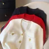 Damesbreien Foral Button Gebreide vest Sweater Vrouwen Spring Herfst Vintage V-Neck Brei-kleding met lange mouwen Femlme Red Wit Black