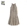 Sukienki swobodne Tingfly Summer Striped Line Midi Long Dress Bez rękawów Sundresses Bohemian Holiday Beach Styl