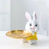 Rabbit Figurine Bunny Ornament Home Room Decoration Animal Statue Key TV Remote Storage Shelf Modern Sculpture Gift 240407