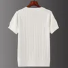 MENS KORT SLEEVE T-SHIRTS V-Neck Casual Knitting Rands Topps All-Match Solid Color Pullover Soft Slim Fit Breattable T Shirt 240421