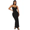 Casual Dresses Autumn Sexy Strap Split Evening Dress Women Fashion Nightclub Style Solid Long Party