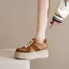 Casual Shoes 2024 Spring Thick Sole Genuine Leather Inner Heightening Little White Women's Moral Training