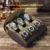 Jewelry Pouches PU Leather Watch Box 6 Slot Storage Case Handmade Travel