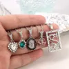 Anhänger Halsketten Neue Mehrschichtkristall -Drachen Herz Metallkette Halskette Set für Frauen Silber Farbe Porträt Twisted Kette Halsketten Schmuck Y240420