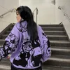 جينز y2k سترة جينز من قطعتين من الرجال نساء كبير الحجم الأنيمي الرسوم البيانية التطريز Pullover harajuku punk streetwear بنطلون 240415