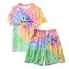 Я - Kenough Tshirts Letter Dye Dye 3D печатные шорты набор мужской футболки с коротким рукавом с коротким рукавом