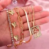 Naszyjniki wiszące 4pcs złoty kolor Snake Choker łańcucha Naszyjka dla kobiet Dragon Butterfly Kryształowy łańcuch tenisowy Multilayer Trendy Punk Nowa biżuteria Y240420