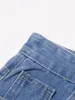 Dames jeans dames 2024 zomer mode elegant kanten stiksel hoge taille rechtdoor alle match lange blauwe denim broek