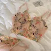 Bras Women's Vintage Flower Embroidered Bra French Sexy Lingerie Push Up No Wire Underwear V Neck Bralette Comfortable Intimate