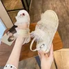 Casual schoenen sandalen voor vrouw met lage hakken schoenen beige dames outdoor zomer 2024 platform diamanten strass rhinestones kant Korea vip f