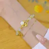 Chain Fashion Exquisite Rabbit Flower Beaded Bracelet Lucky Sweet Trend Light Luxury Double Layer Bangle For Women Jewelry Accessories Y240420