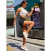 Yoga Lu24 Snabbas upp höghöjda fodrade korta midjesportshorts kvinnors set snabbt torkning av löpande kläder tillbaka blixtlåsficka fitness 652