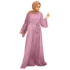 Ethnische Kleidung Frauen lässig Kleid solide muslimische Flare -Ärmel Abaya Elegant arabisch Kaftan Long Hijab Outfit