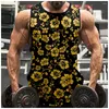 Herrtankstoppar 2024 Hawaiian Style 3D Tryckt blommönster ärmlös topp för avslappnade par fitness västar gymkläder