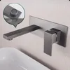 Bathroom Sink Faucets Brass Single Handle Square Black Fauce Wall Mounted Brushed Gold Water Mixer Tapware Accessories